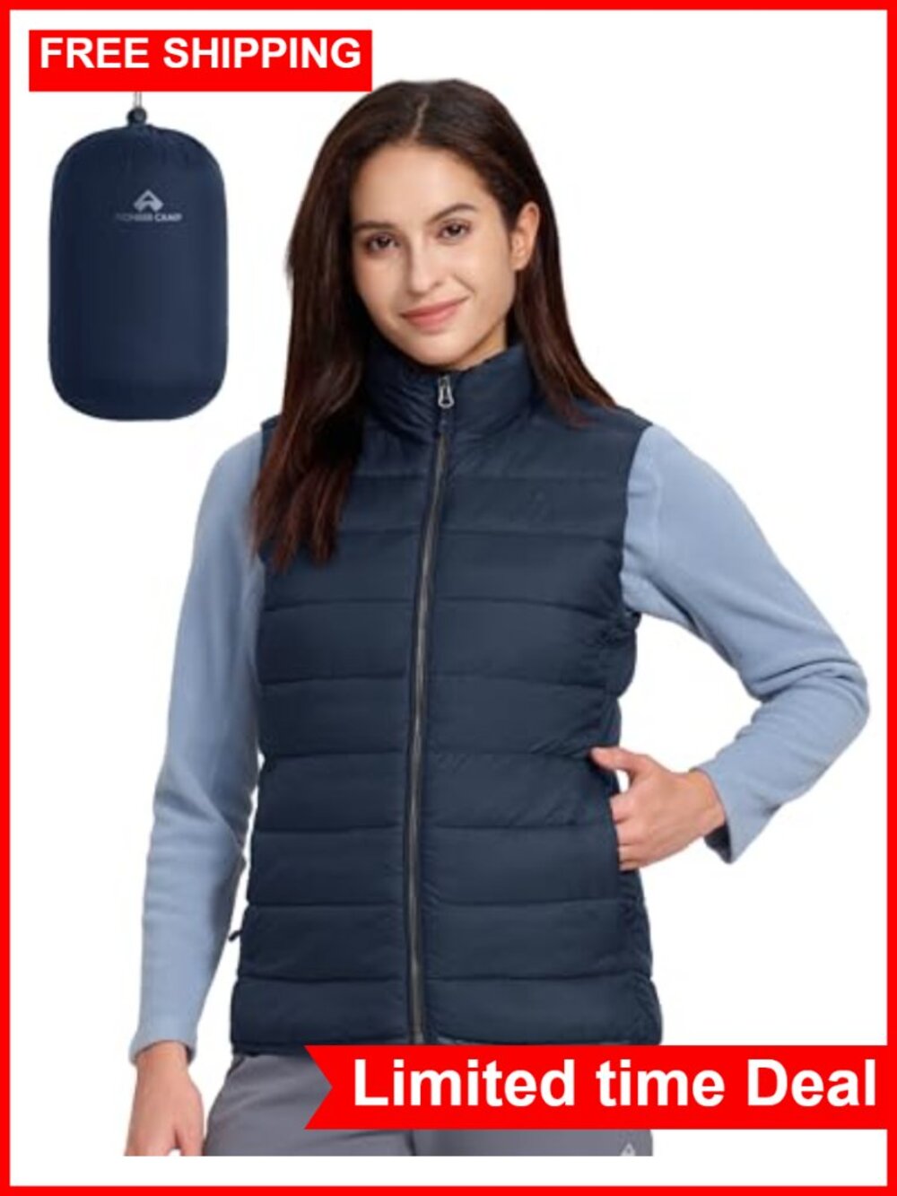 Puffer Vest Women Lightweight Packable Sleeveless Quilted Zip Up Nylon Warm